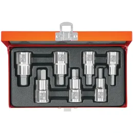 Juego de dados Punta Allen 7 Piezas, Encastre 1/2", acero al cromo vanadio, JPH-1/2X7PH 13929 Truper Truper-Juego de dados Punta