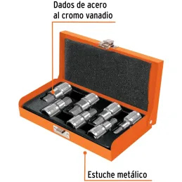 Juego de dados Punta Allen 7 Piezas, Encastre 1/2", acero al cromo vanadio, JPH-1/2X7PH 13929 Truper Truper-Juego de dados Punta