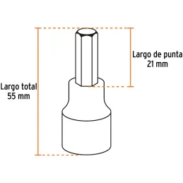 Juego de dados Punta Allen 7 Piezas, Encastre 1/2", acero al cromo vanadio, JPH-1/2X7PH 13929 Truper Truper-Juego de dados Punta