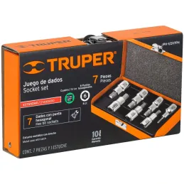 Juego de dados Punta Allen 7 Piezas, Encastre 1/2", acero al cromo vanadio, JPH-1/2X7PH 13929 Truper Truper-Juego de dados Punta