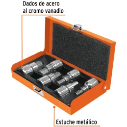 Juego de dados 6 Piezas Milimetrico punta Allen, Encastre 1/2", acero al cromo vanadio, JPH-1/2X6M 13926 Truper Truper-Juego de 