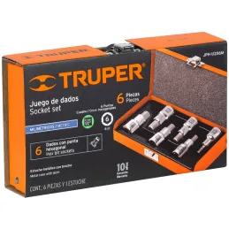 Juego de dados 6 Piezas Milimetrico punta Allen, Encastre 1/2", acero al cromo vanadio, JPH-1/2X6M 13926 Truper Truper-Juego de 
