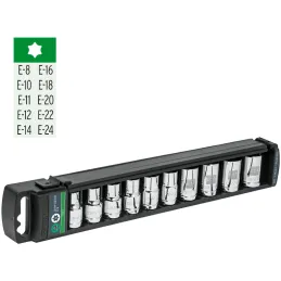 Juego de dados Punta Torx 10 Piezas, Encastre 1/2", acero al cromo vanadio, JDTH-1/2X10 10026 Truper Truper-Juego de dados Punta