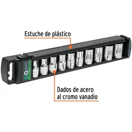 Juego de dados Punta Torx 10 Piezas, Encastre 1/2", acero al cromo vanadio, JDTH-1/2X10 10026 Truper Truper-Juego de dados Punta