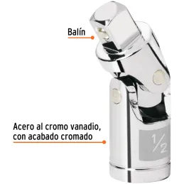 Cardan, Encastre 1/2" Largo 2 1/4", en acero al cromo vanadio, N-5470 13428 Truper Truper-Cardan, Encastre 1/2" Largo 2 1/4", en