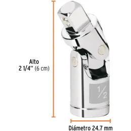 Cardan, Encastre 1/2" Largo 2 1/4", en acero al cromo vanadio, N-5470 13428 Truper Truper-Cardan, Encastre 1/2" Largo 2 1/4", en