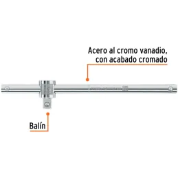 Palanca Corrediza de encastre 1/2" Largo 10", en Acero al cromo vanadio, C-5285 13432 Truper Truper-Palanca Corrediza de encastr