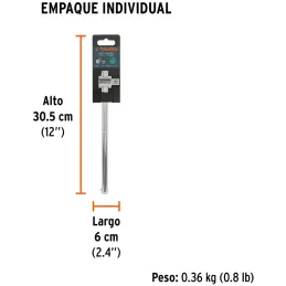 Palanca Corrediza de encastre 1/2" Largo 10", en Acero al cromo vanadio, C-5285 13432 Truper Truper-Palanca Corrediza de encastr