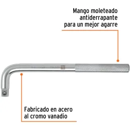 Palanca en L, Encastre de 1/2" Largo 9", acero al cromo vanadio, L-5486 13913 Truper Truper-Palanca en L, Encastre de 1/2" Largo