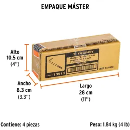 Palanca en L, Encastre de 1/2" Largo 9", acero al cromo vanadio, L-5486 13913 Truper Truper-Palanca en L, Encastre de 1/2" Largo