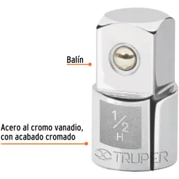 Adaptador Encastre 1/2" Hembra x3/4" Macho CrVanadio Truper 13426 Truper-Adaptador Encastre 1/2" Hembra x3/4" Macho CrVanadio Tr