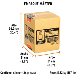Adaptador Encastre 1/2" Hembra x3/4" Macho CrVanadio Truper 13426 Truper-Adaptador Encastre 1/2" Hembra x3/4" Macho CrVanadio Tr