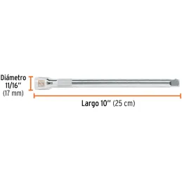 Extension, Encastre 1/2", Diametro 17 mm Largo 10", acero al cromo vanadio, E-5463 13418 Truper Truper-Extension, Encastre 1/2",