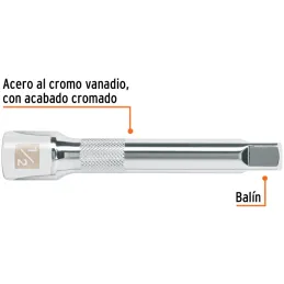 Extension, Encastre 1/2", Diametro 17 mm Largo 5", acero al cromo vanadio, E-5461 13416 Truper Truper-Extension, Encastre 1/2", 