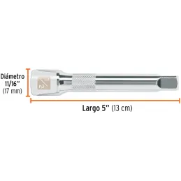 Extension, Encastre 1/2", Diametro 17 mm Largo 5", acero al cromo vanadio, E-5461 13416 Truper Truper-Extension, Encastre 1/2", 