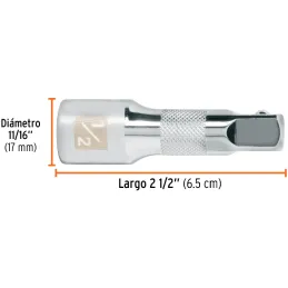 Extension, Encastre 1/2", Diametro 17 mm Largo 2 1/2", acero al cromo vanadio, E-5460 13414 Truper Truper-Extension, Encastre 1/
