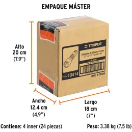 Extension, Encastre 1/2", Diametro 17 mm Largo 2 1/2", acero al cromo vanadio, E-5460 13414 Truper Truper-Extension, Encastre 1/
