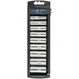 Juego de dados 9 Piezas tubulares Milimetrico 10 mm a 19 mm, encastre 3/8", estuche de Plastico, JD-3/8X9LM 14173 Truper Truper-