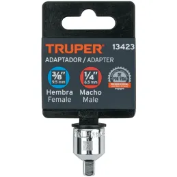 Adaptador Encastre 3/8" Hembra x1/4" Macho CrVanadio Truper 13423 Truper-Adaptador Encastre 3/8" Hembra x1/4" Macho CrVanadio Tr