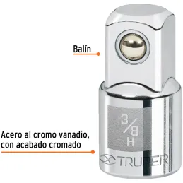 Adaptador Encastre 3/8" Hembra x1/2" Macho CrVanadio Truper 13420 Truper-Adaptador Encastre 3/8" Hembra x1/2" Macho CrVanadio Tr