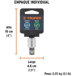 Adaptador Encastre 3/8" Hembra x1/2" Macho CrVanadio Truper 13420 Truper-Adaptador Encastre 3/8" Hembra x1/2" Macho CrVanadio Tr