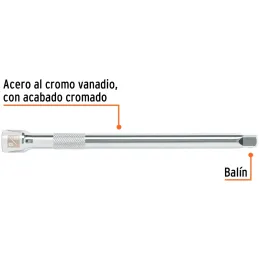 Extension Largo 8" encastre 3/8" Largo 8", en Acero al Cromo vanadio, Diametro 13 mm, E-5261 13665 Truper Truper-Extension Largo