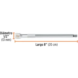 Extension Largo 8" encastre 3/8" Largo 8", en Acero al Cromo vanadio, Diametro 13 mm, E-5261 13665 Truper Truper-Extension Largo