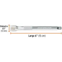 Extension Largo 6" encastre 3/8" Largo 6", en Acero al Cromo vanadio, Diametro 13 mm, E-5266 13916 Truper Truper-Extension Largo