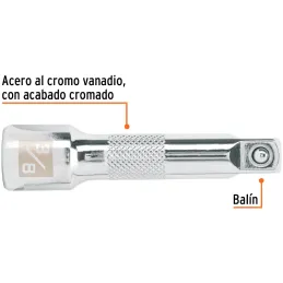 Extension Largo 3" encastre 3/8" Largo 3", en Acero al Cromo vanadio, Diametro 13 mm, E-5260 13663 Truper Truper-Extension Largo