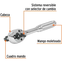 Ratchet Triple encastre 1/4" 3/8" 1/2" Largo 7", en acero al cromo vanadio, M-4812 13649 Truper Truper-Ratchet Triple encastre 1