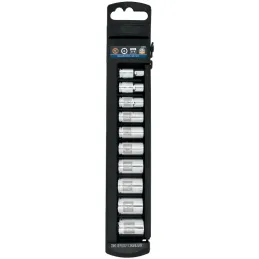 Juego de dados 10 Piezas cortos Milimetrico 5 mm a 14 mm, Encastre 1/4", acero al cromo vanadio, JD-1/4X10M 14166 Truper Truper-