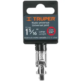 Cardan, encastre 1/4" Largo 1 3/4", giros hasta 65 grados, para lugares de difil acceso, N-4770 13226 Truper Truper-Cardan, enca
