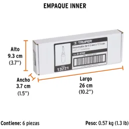Desarmador 7" para dados de Cuadro 1/4 Truper 13221 Truper-Desarmador 7" para dados de Cuadro 1/4 Truper 13221 Barra de acero al