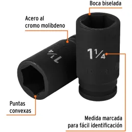 Dados 1-1/4" E3/4 Impacto Tubulares Hexagonales CrMolibdeno, Truper 12438 Truper-Dados 1-1/4" E3/4 Impacto Tubulares Hexagonales