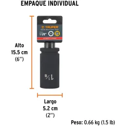 Dados 1-1/8" E3/4 Impacto Tubulares Hexagonales CrMolibdeno, Truper 12436 Truper-Dados 1-1/8" E3/4 Impacto Tubulares Hexagonales