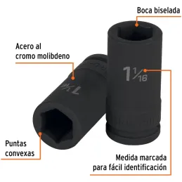 Dados 1-1/16" E3/4 Impacto Tubulares Hexagonales CrMolibdeno, Truper 12435 Truper-Dados 1-1/16" E3/4 Impacto Tubulares Hexagonal