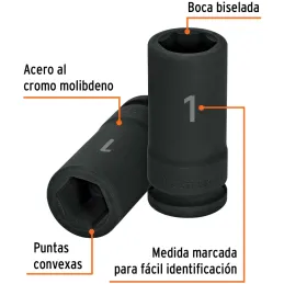 Dados 1" E3/4 Impacto Tubulares Hexagonales CrMolibdeno, Truper 12434 Truper-Dados 1" E3/4 Impacto Tubulares Hexagonales CrMolib