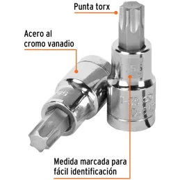 Dados Punta Torx T-55 E1/2 CrVanadio Truper 13440 Truper-Dados Punta Torx T-55 E1/2 CrVanadio Truper 13440 Fabricado en acero al