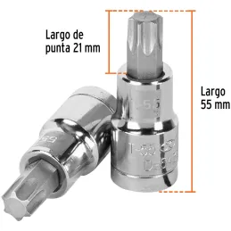 Dados Punta Torx T-55 E1/2 CrVanadio Truper 13440 Truper-Dados Punta Torx T-55 E1/2 CrVanadio Truper 13440 Fabricado en acero al