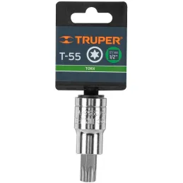 Dados Punta Torx T-55 E1/2 CrVanadio Truper 13440 Truper-Dados Punta Torx T-55 E1/2 CrVanadio Truper 13440 Fabricado en acero al