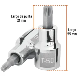 Dados Punta Torx T-50 E1/2 CrVanadio Truper 13439 Truper-Dados Punta Torx T-50 E1/2 CrVanadio Truper 13439 Fabricado en acero al