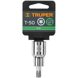 Dados Punta Torx T-50 E1/2 CrVanadio Truper 13439 Truper-Dados Punta Torx T-50 E1/2 CrVanadio Truper 13439 Fabricado en acero al