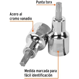 Dados Punta Torx T-40 E1/2 CrVanadio Truper 13437 Truper-Dados Punta Torx T-40 E1/2 CrVanadio Truper 13437 Fabricado en acero al