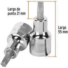 Dados Punta Torx T-40 E1/2 CrVanadio Truper 13437 Truper-Dados Punta Torx T-40 E1/2 CrVanadio Truper 13437 Fabricado en acero al