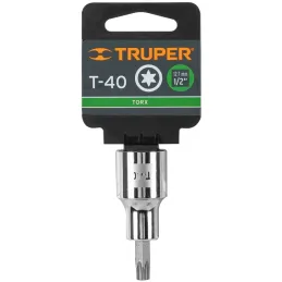 Dados Punta Torx T-40 E1/2 CrVanadio Truper 13437 Truper-Dados Punta Torx T-40 E1/2 CrVanadio Truper 13437 Fabricado en acero al