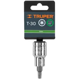 Dados Punta Torx T-30 E1/2 CrVanadio Truper 13436 Truper-Dados Punta Torx T-30 E1/2 CrVanadio Truper 13436 Fabricado en acero al