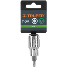 Dados Punta Torx T-25 E1/2 CrVanadio Truper 13435 Truper-Dados Punta Torx T-25 E1/2 CrVanadio Truper 13435 Fabricado en acero al