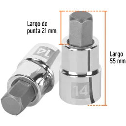 Dados de Punta Hexagonal 14mm E1/2, Truper 13285 Truper-Dados de Punta Hexagonal 14mm E1/2, Truper 13285 Fabricado en acero al c