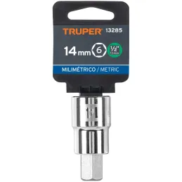 Dados de Punta Hexagonal 14mm E1/2, Truper 13285 Truper-Dados de Punta Hexagonal 14mm E1/2, Truper 13285 Fabricado en acero al c