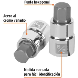 Dados de Punta Hexagonal 5/8" E1/2, Truper 13257 Truper-Dados de Punta Hexagonal 5/8" E1/2, Truper 13257 Fabricado en acero al c